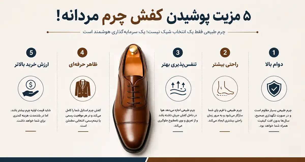 مزایای پوشیدن کفش چرم مردانه