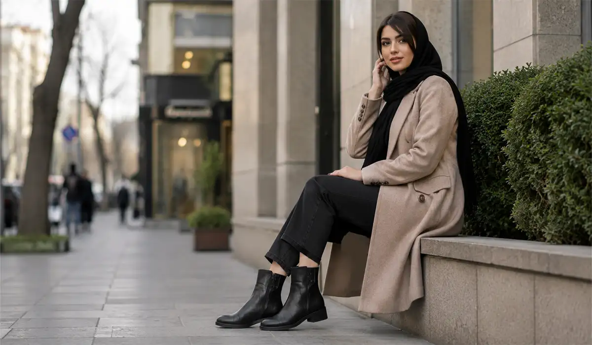 نیم بوت چرم زنانه