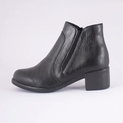 نیم بوت چرم مصنوعی زنانه مدل نیم ساق پاشنه 3 سانت