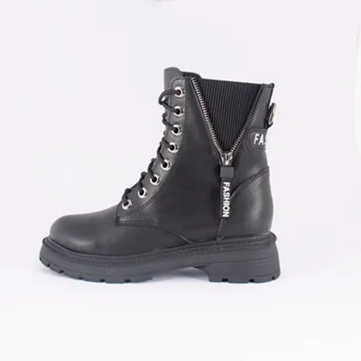 نیم بوت چرم مصنوعی زنانه مدل نیم ساق هفتی زیپی