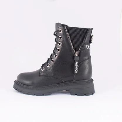 نیم بوت چرم مصنوعی زنانه مدل نیم ساق هفتی زیپی