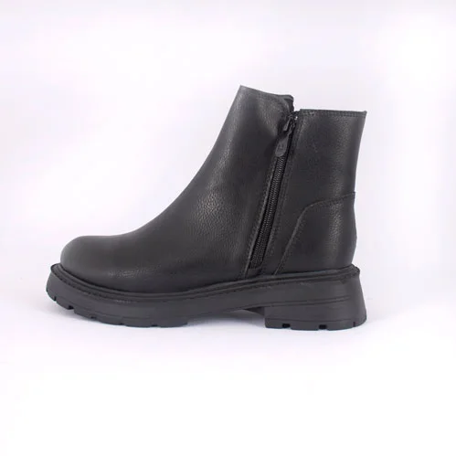 نیم بوت چرم مصنوعی زنانه مدل نیم ساق دو زیپ